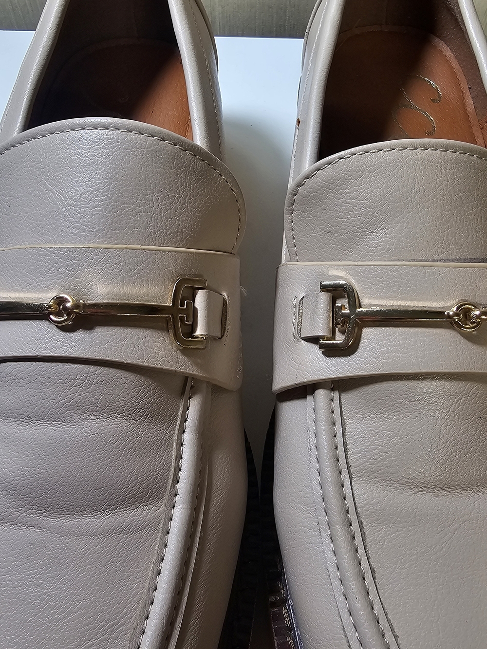 CCOCCI Vegan Leather Lug Sole Loafers Beige Gold Bit Shoes Size 9 - Picture 11 of 11